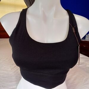 Grace Form NWT Black Strappy Sports Bra Padded Push Up Athletic Removable Pads